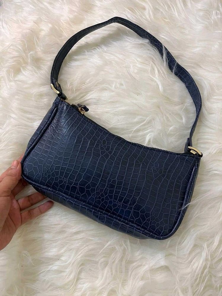 Blue ( Croc Embossed ) Shoulder Bag