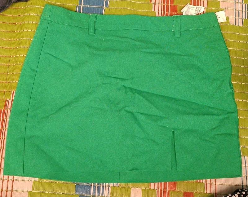 Solid Green Mini Skirt
