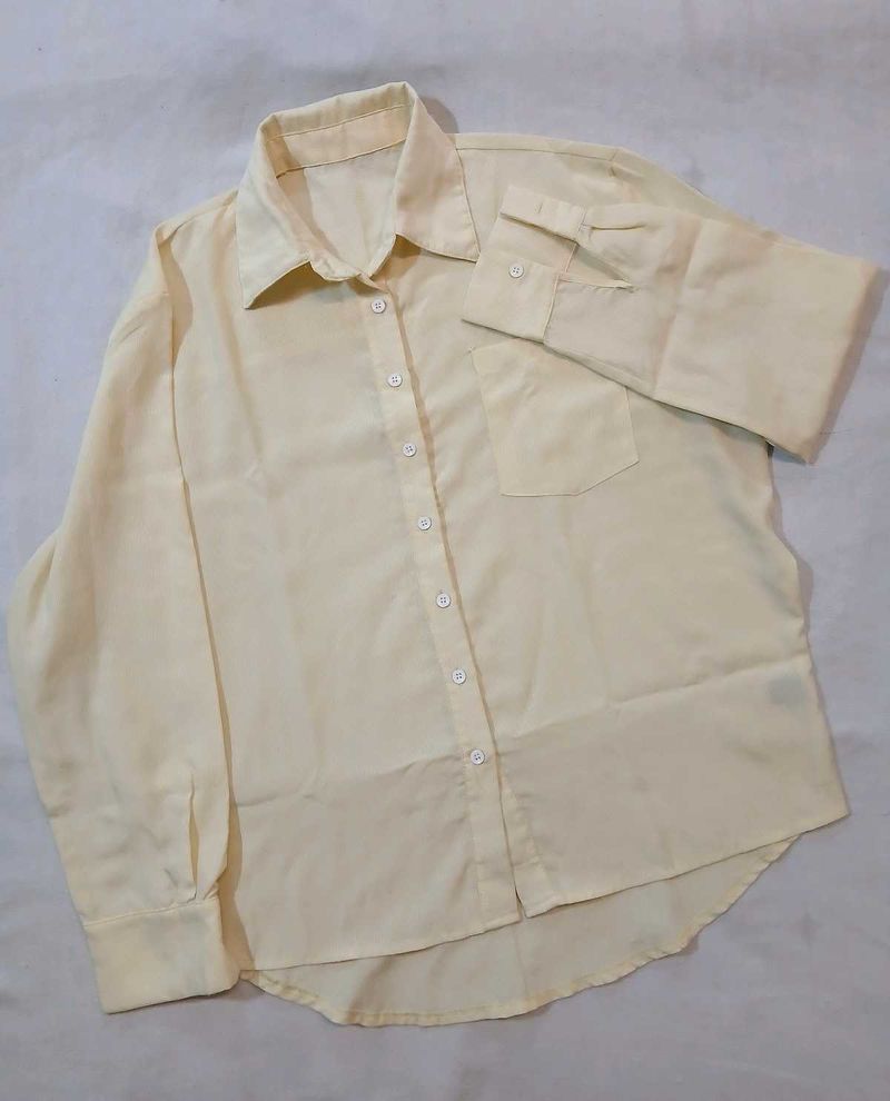 Light Yellow Oversized Button-Up Shirt