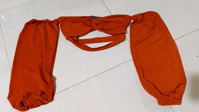 Mermaid Orange Off-Shoulder cropTop