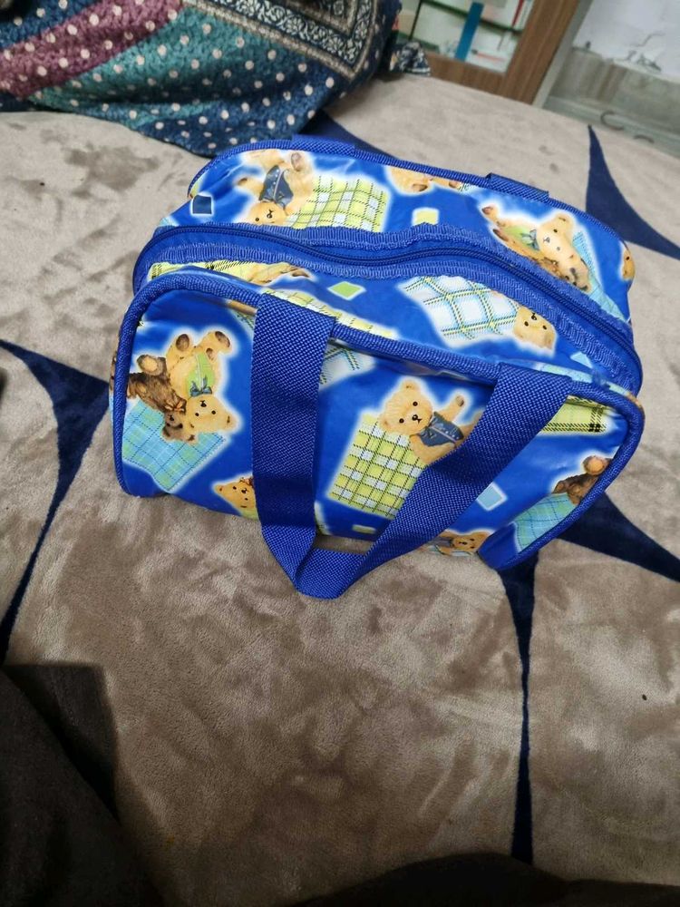 Cute Blue Teddy Bear Print Bag