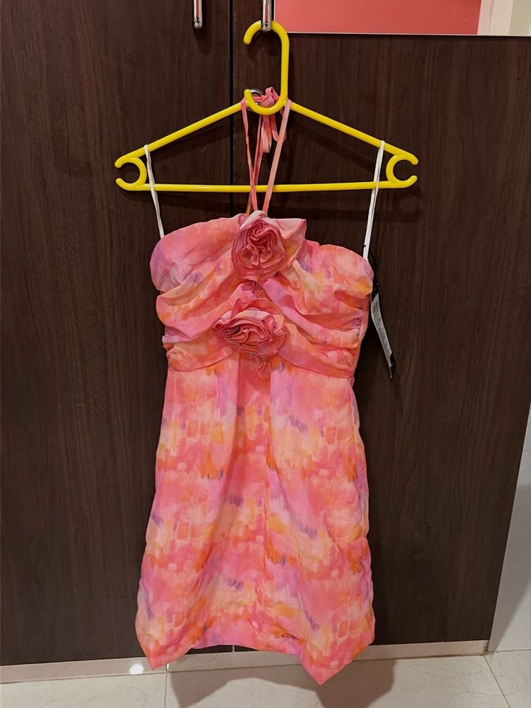 Strapless Floral Print Mini Dress