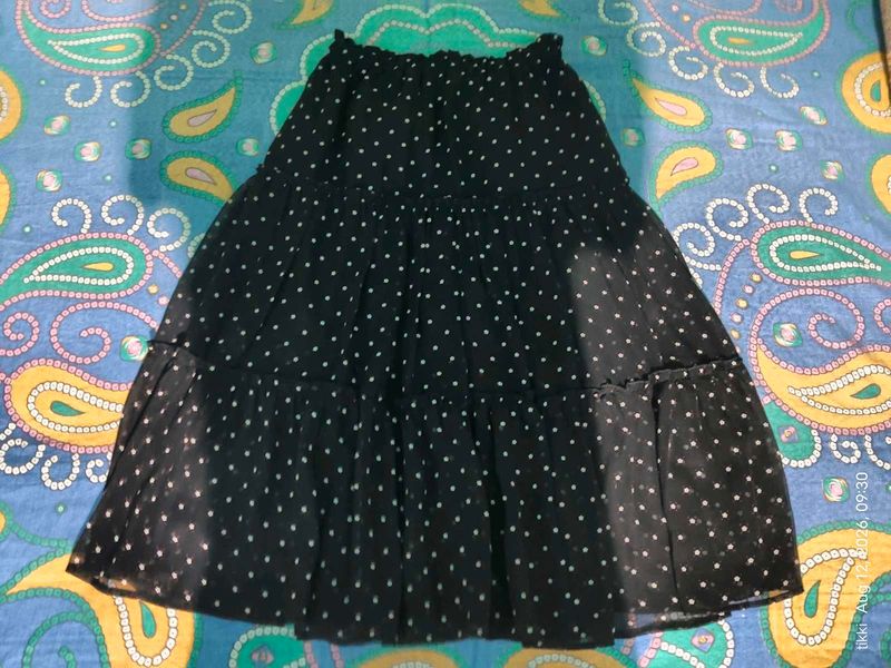Black Polka Dot Tiered Skirt