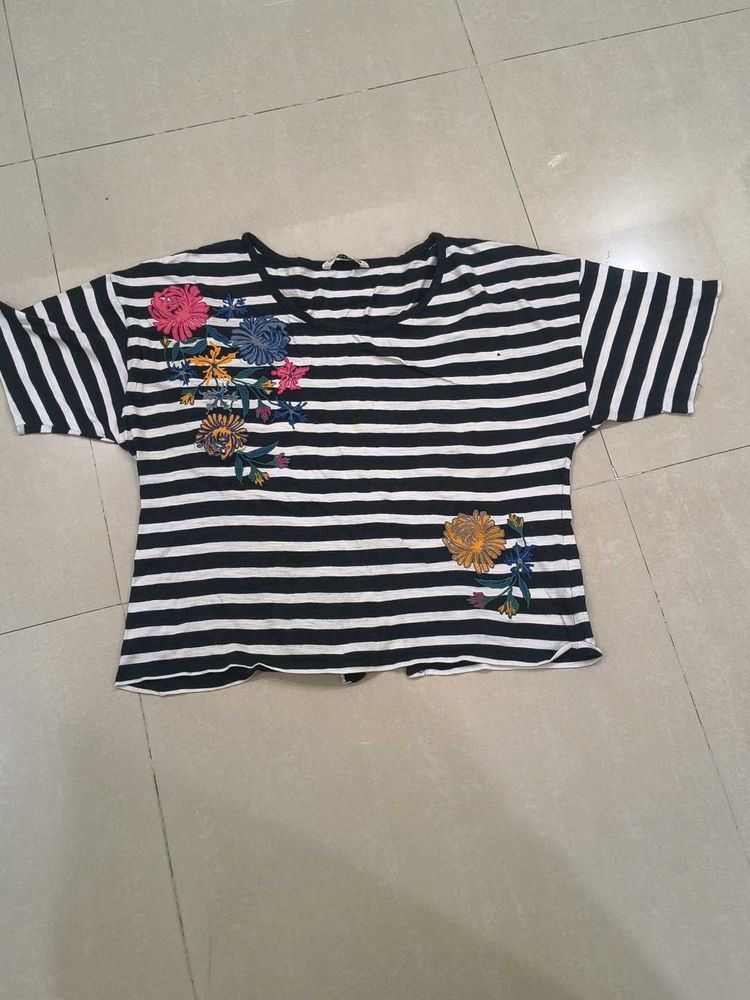 Striped Embroidered T-Shirt