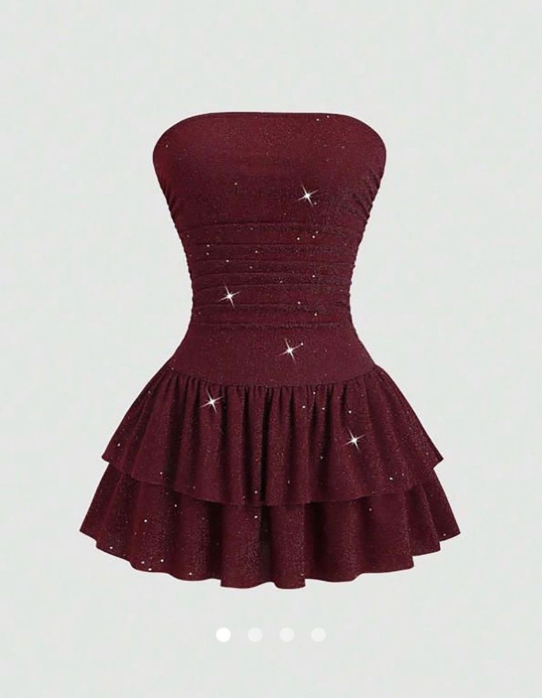 Sparkly Strapless Tiered Mini Dress