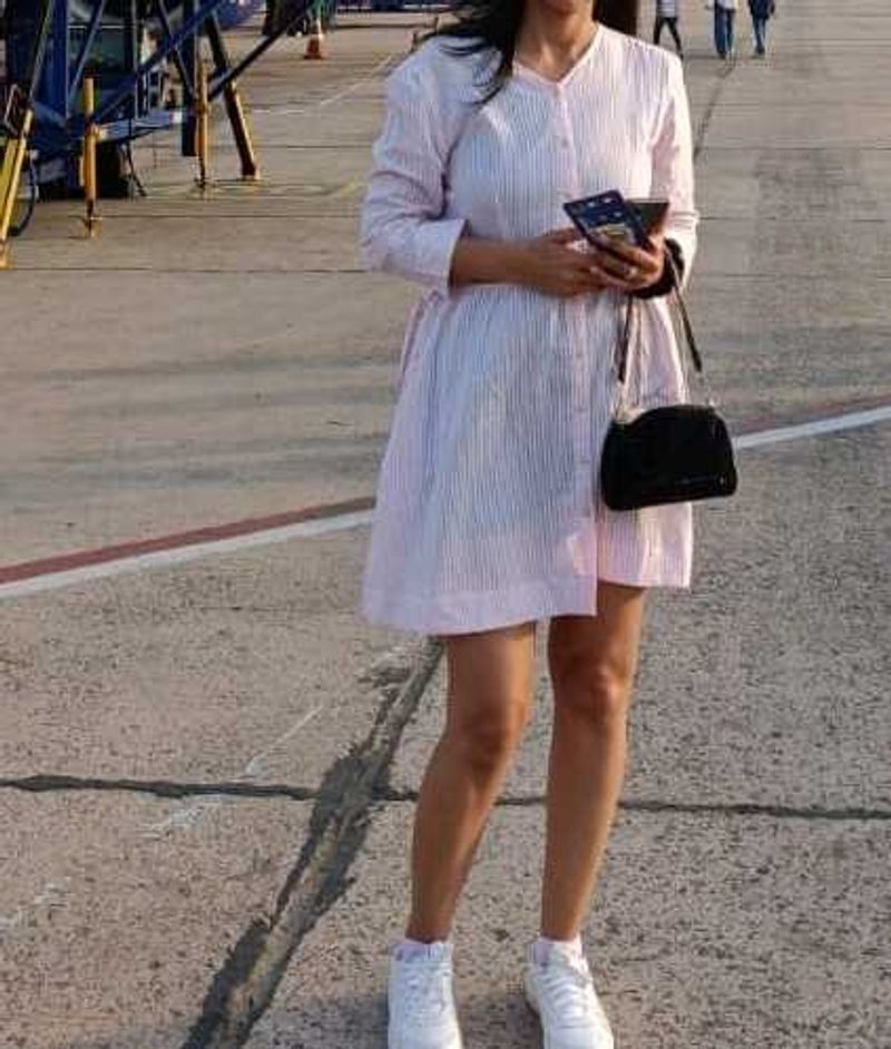 Striped Button-Down Pink Dress