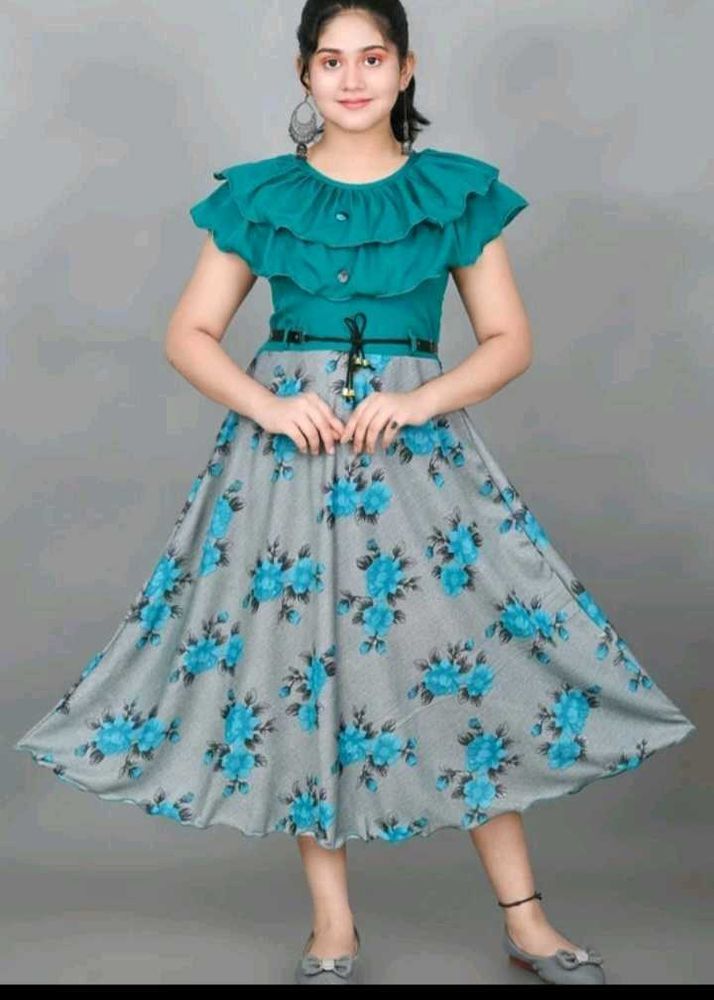 Stylish Teal &amp; Floral Maxi Dress