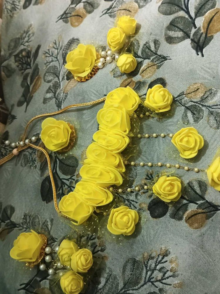 Yellow Rose Floral Jewellery Set