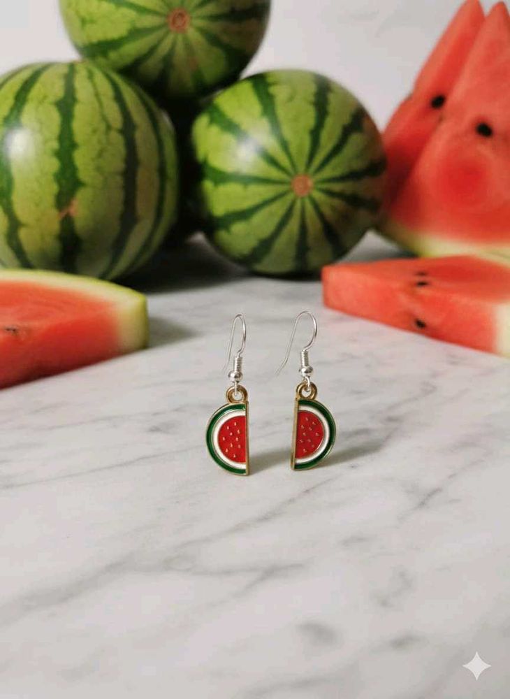 Whimsical Watermelon Slice Drop Earrings