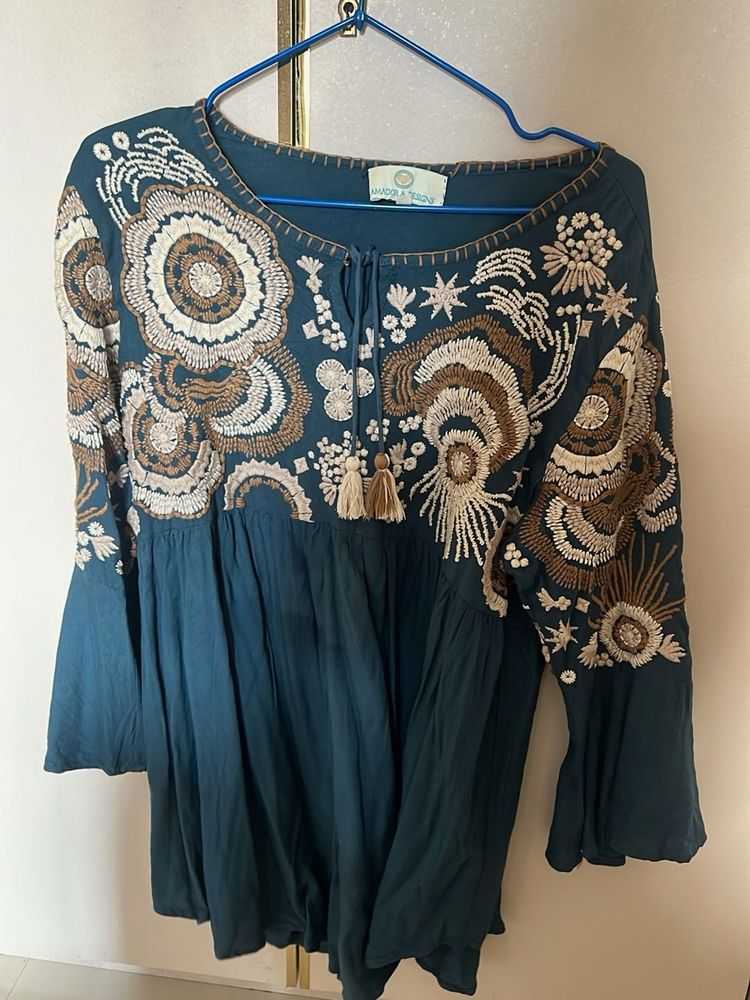 Amadora Designs Boho thread embroidery top