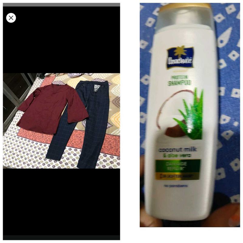 Maroon Kurta with  Pants and new shampoo