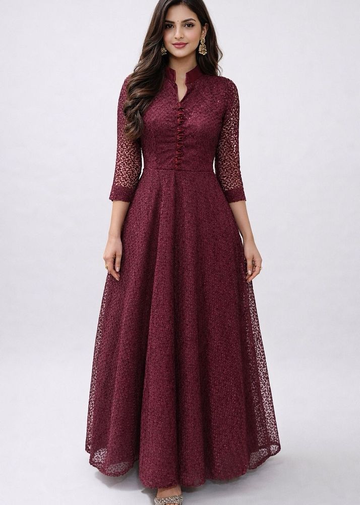 *Final Offer* Elegant Maroon Lace Maxi Dress