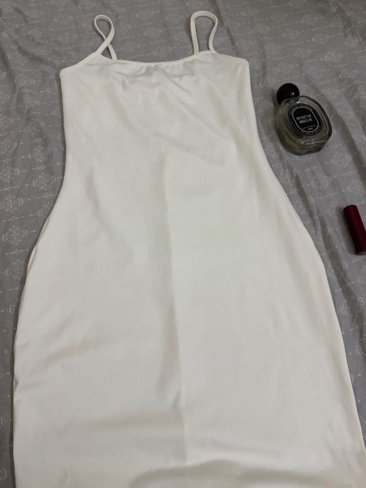 White Spaghetti Strap Bodycon Dress