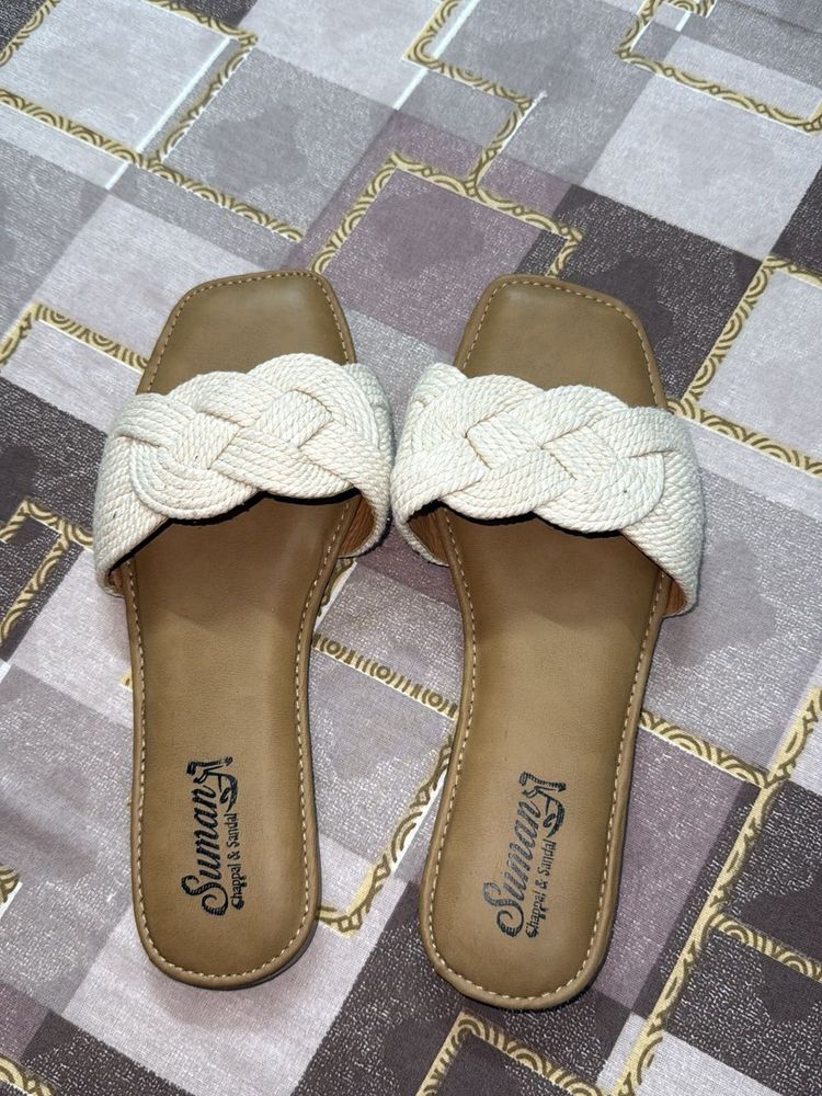 Brand New Cream Braided Flats