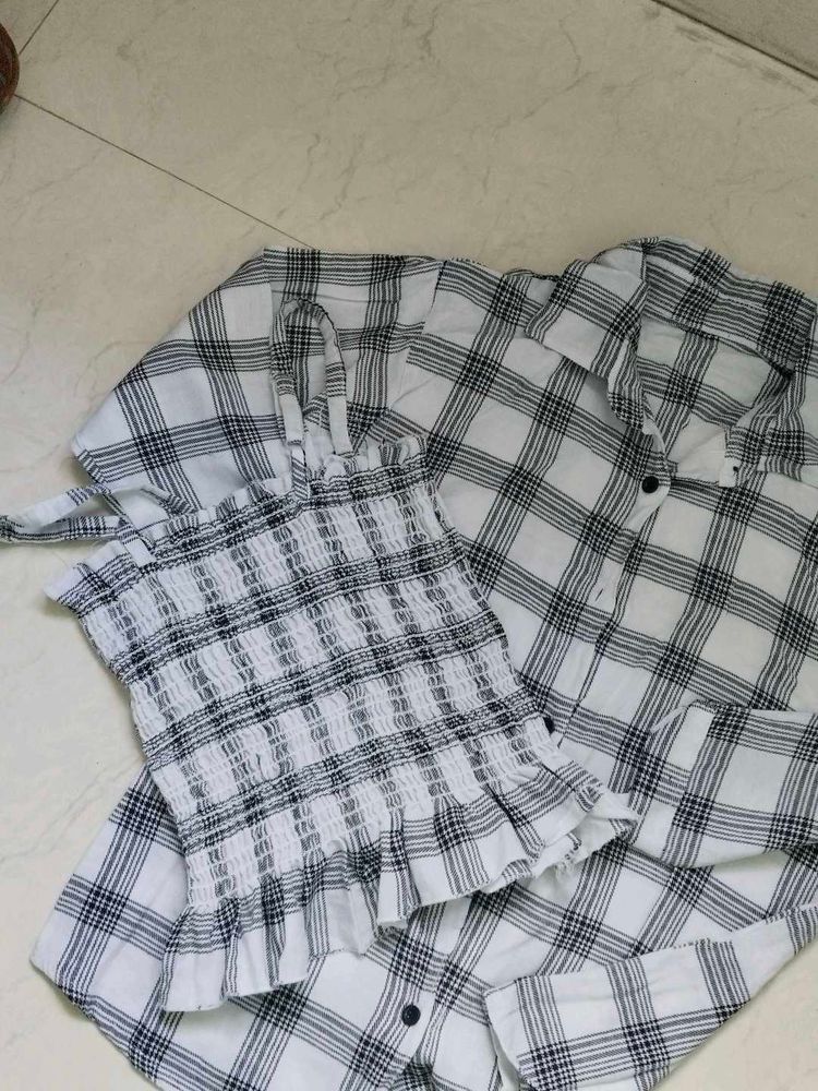 Plaid Cami Top &amp; Shirt