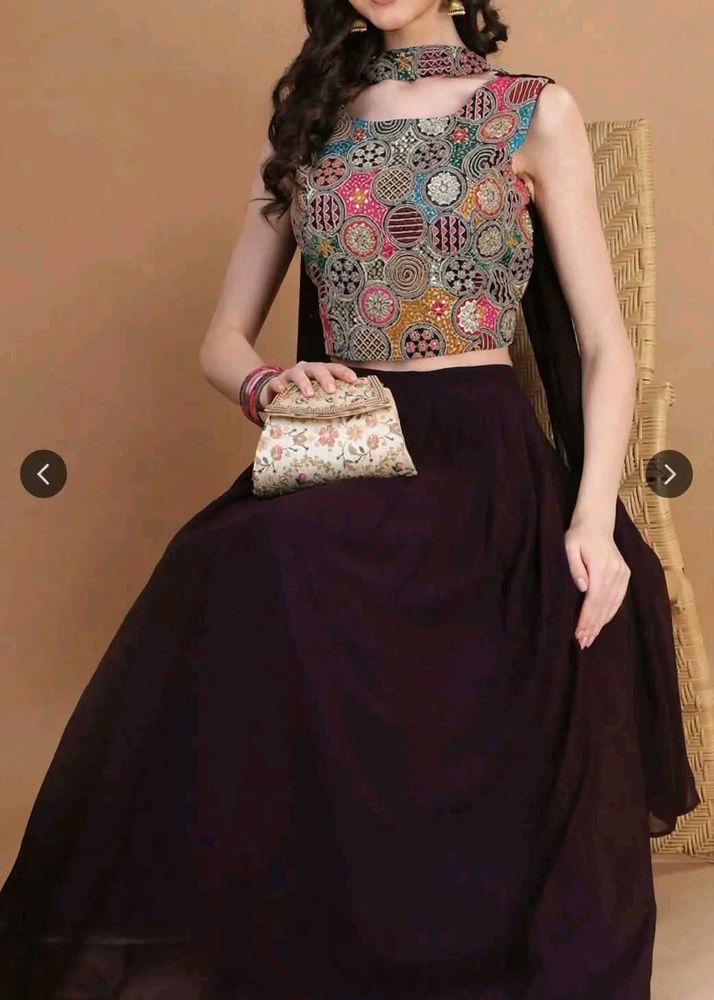 Stitched Lehenga Purple