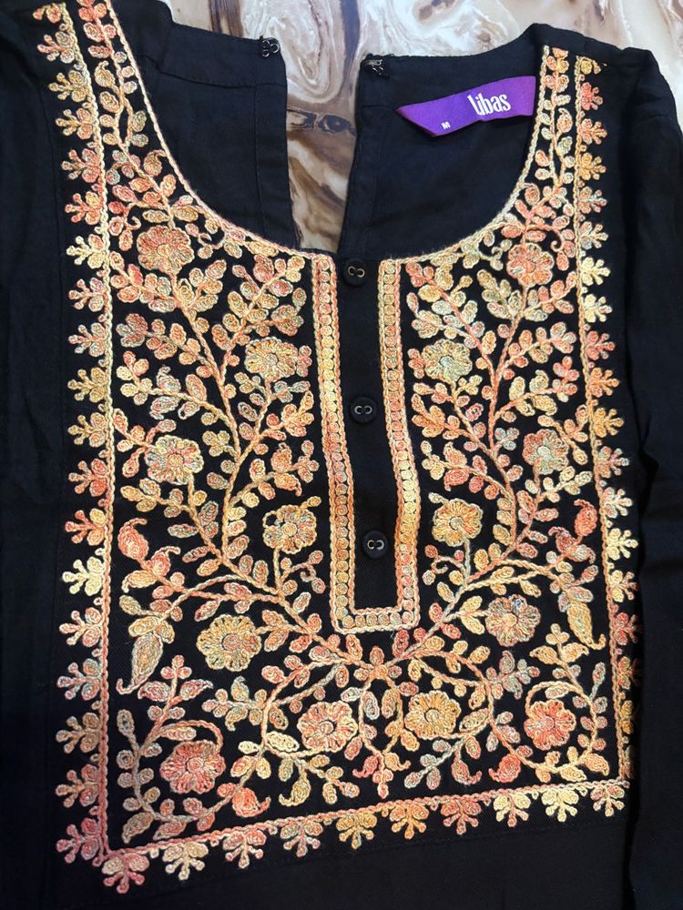 Black woolen kurta