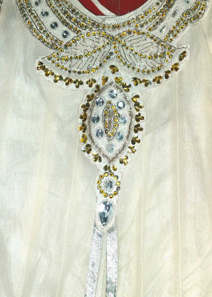 White Umbrella Embellished Kurta for Women