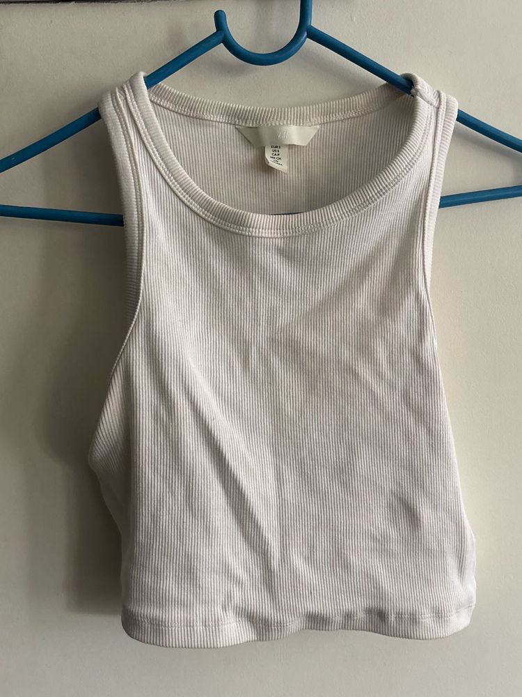 White Ribbed Tank Top