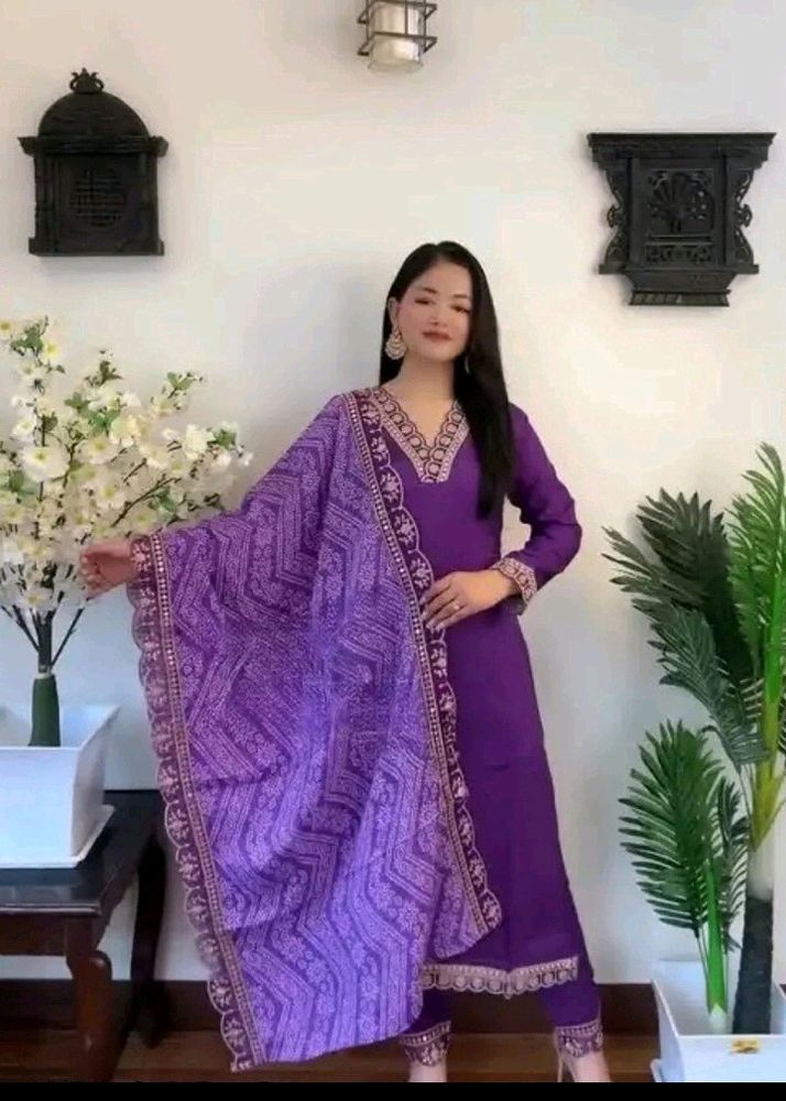 Thread Work Dupatta Set For Women