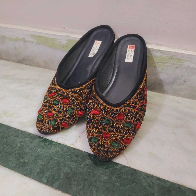 Embroidered Mules - Ethnic Flats