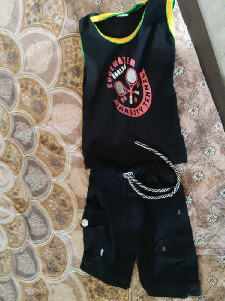 Boys Black Tennis Outfit