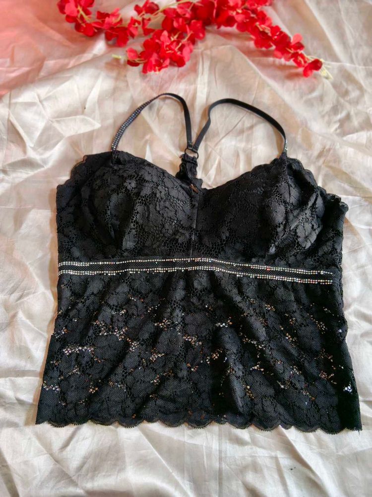 Lace Bralette with Rhinestone Detail