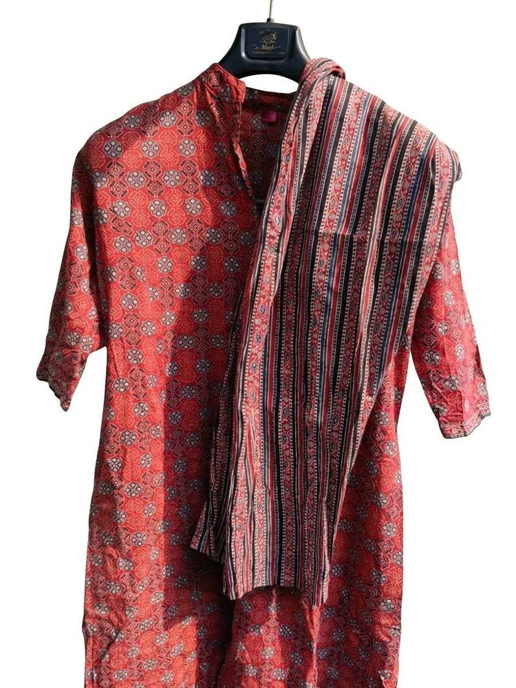 Rust Printed Kurta Set