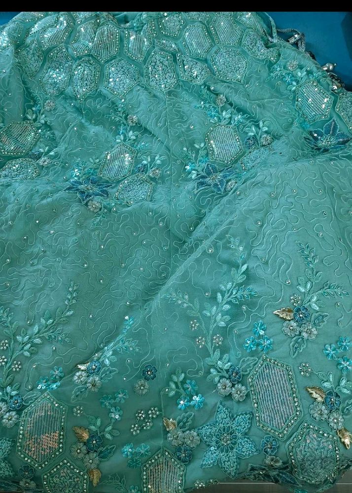 Elegant Mint Green Embroidered Lehenga Choli