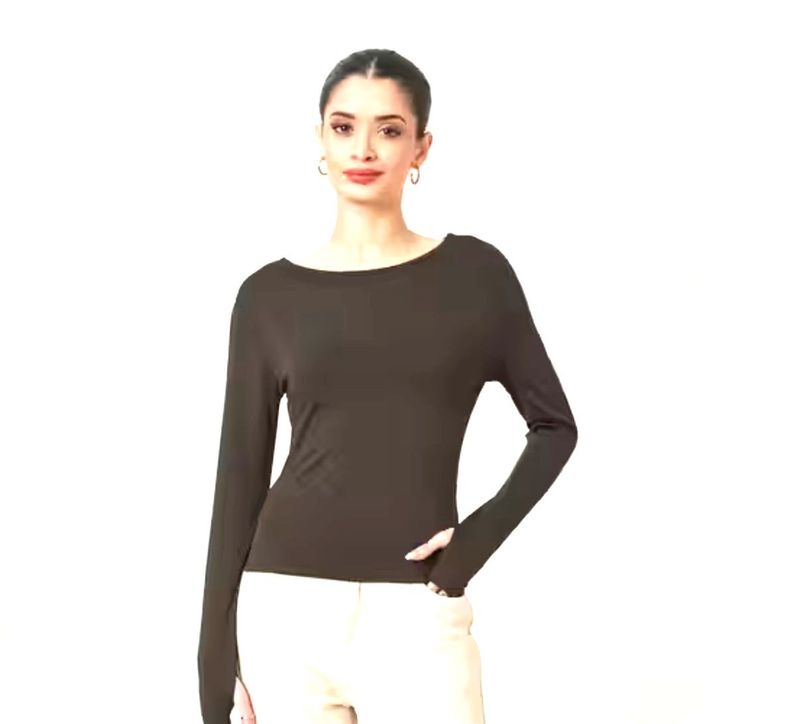 Shein Chic Long Sleeve Boat Neck Top