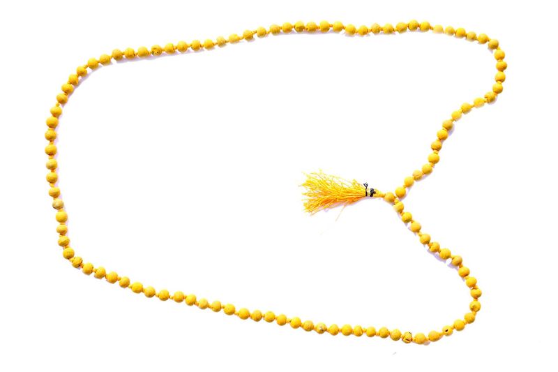 Vibrant Yellow Beaded Mala Necklace