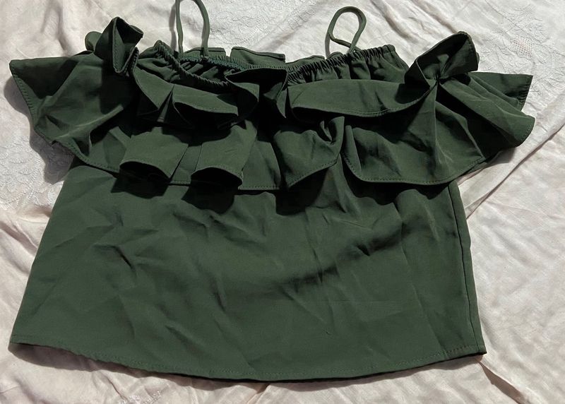 Green Ruffle Cami Top