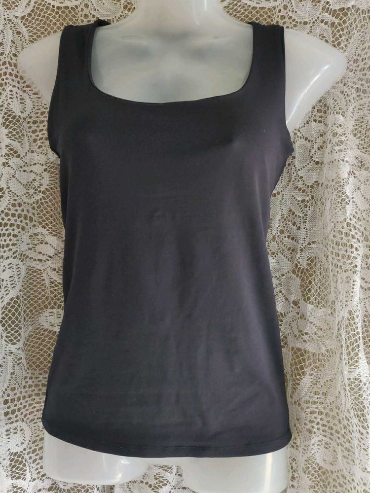 ZARA Sleek Black Square Neck Tank Top