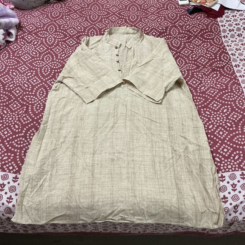 Elegant Beige Linen Kurta
