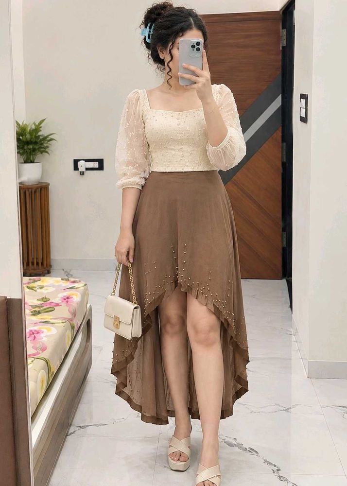 Brown Asymmetrical Layered Skirt 🤎