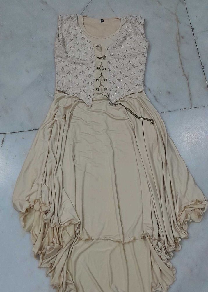 Elegant Beige Ethnic Gown