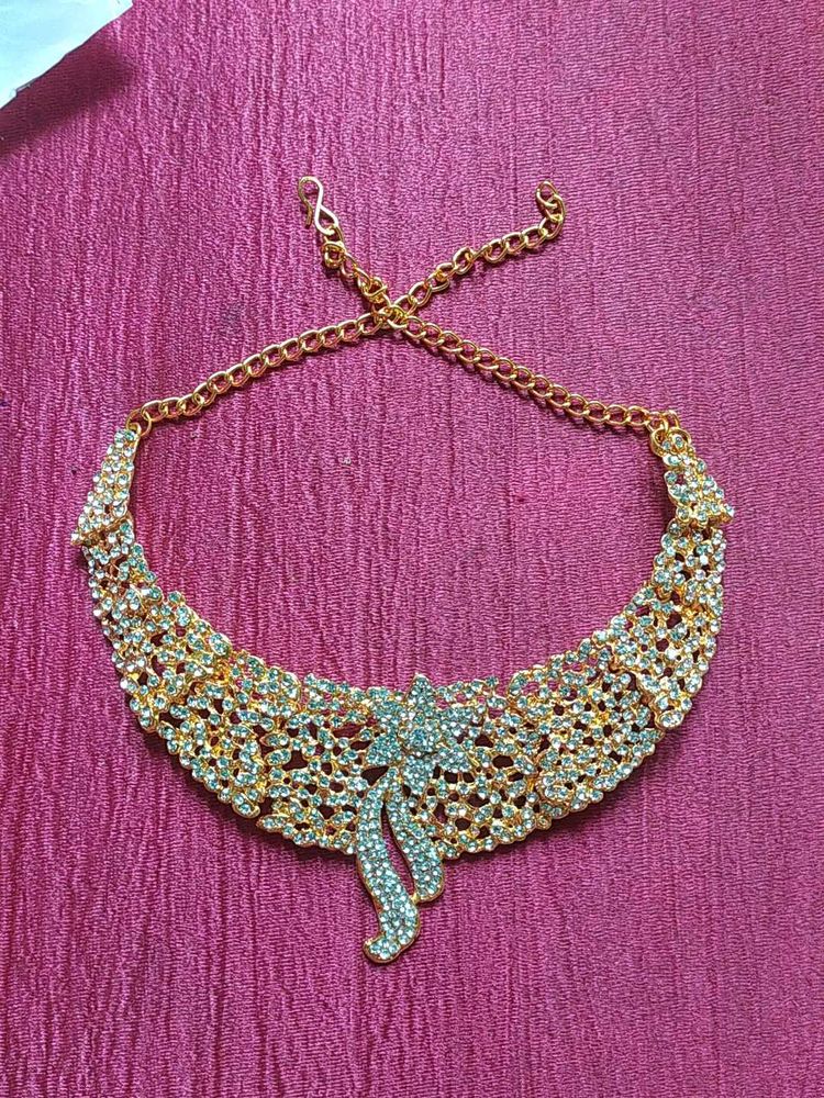 Stunning Gold and Crystal Necklace,with given eari