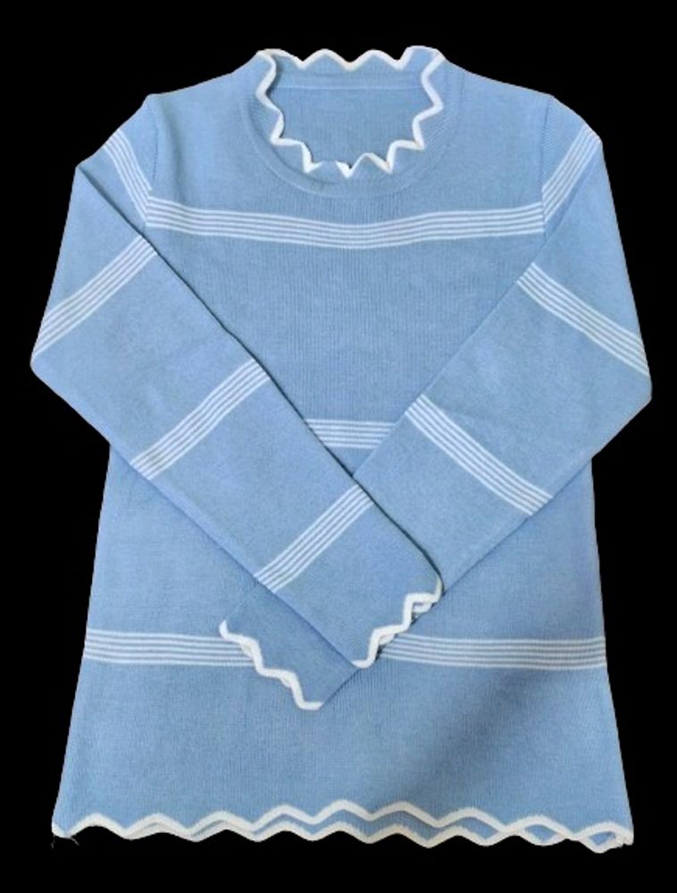 Blue With White Strips Crop Fitted Top| Casual