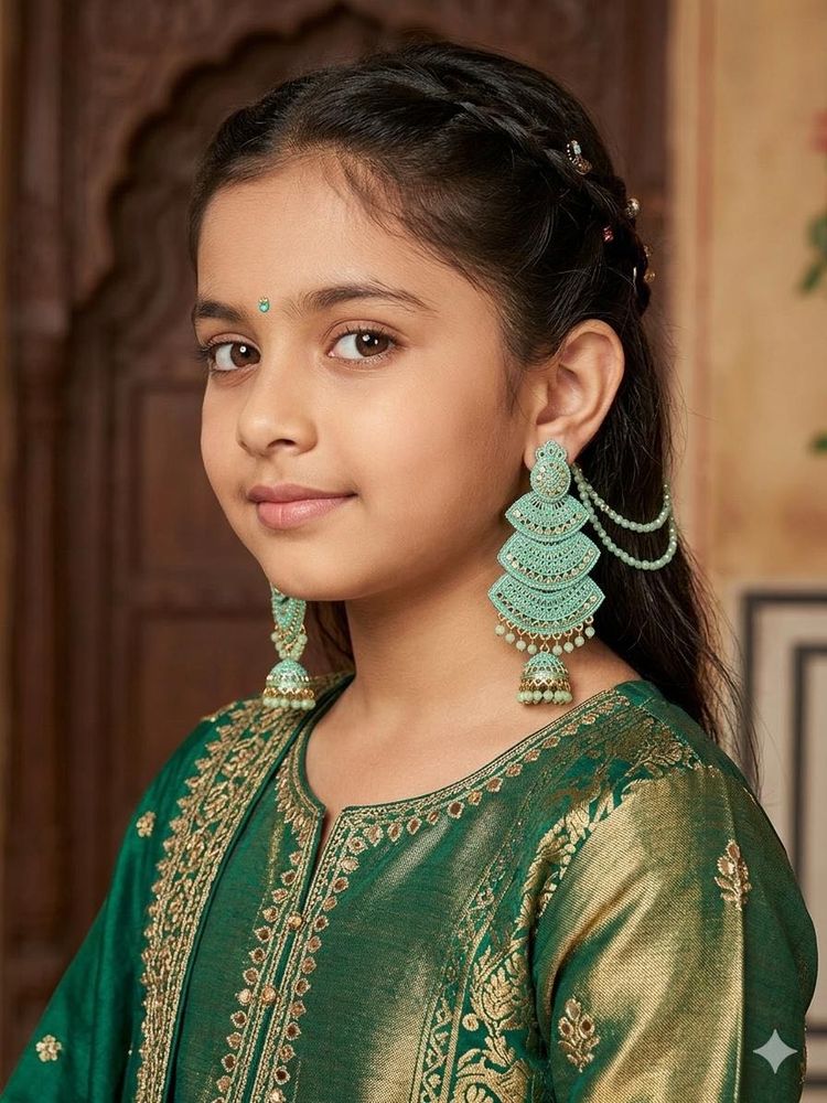 Stunning Mint Green Jhumka Earrings