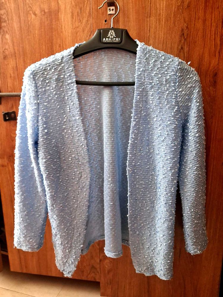 Baby Blue Textured Cardigan