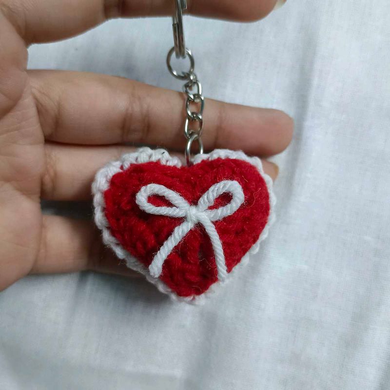 Crochet Heart Keychain