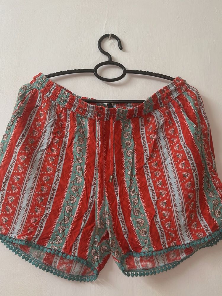 Patterned Orange Shorts