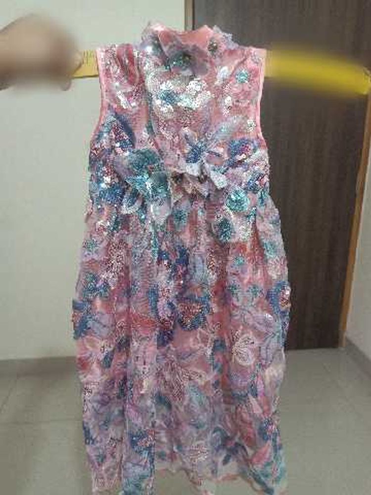 Pink Floral Embellished Dress