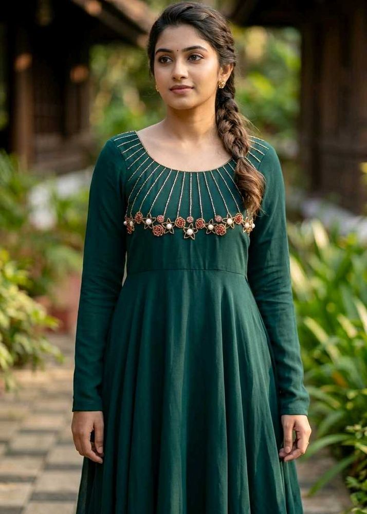 Elegant Green Embroidered Gown