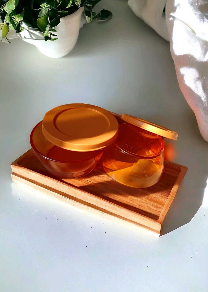 Two Tupperware Clear Bowl Set