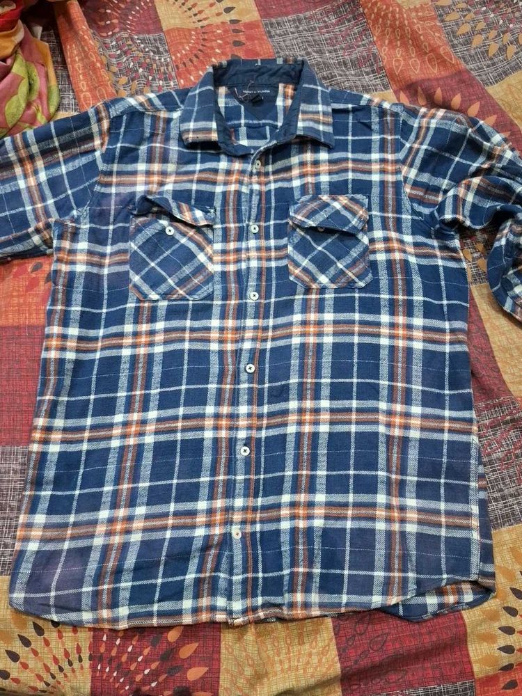 Classic Blue Plaid Flannel Shirt