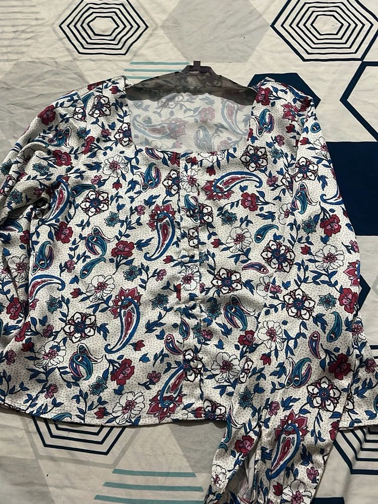 Floral Print Button-Up tops