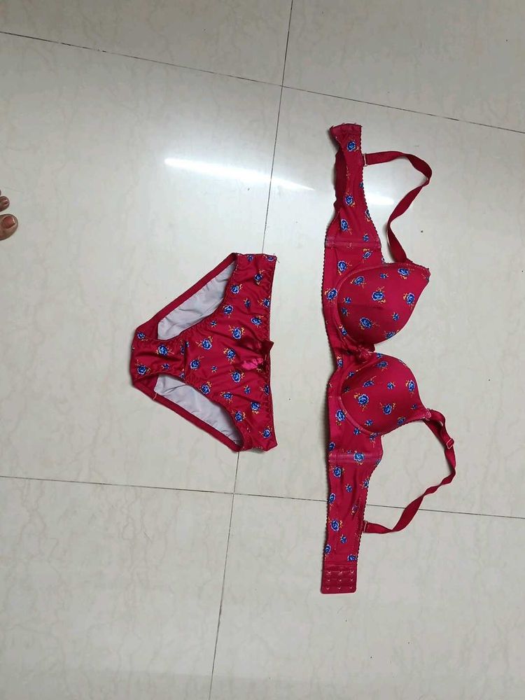 Red Floral Bra &amp; Panty Set