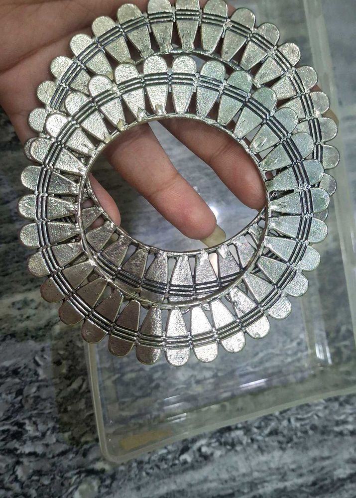 Oxidized Silver Statement Bangle