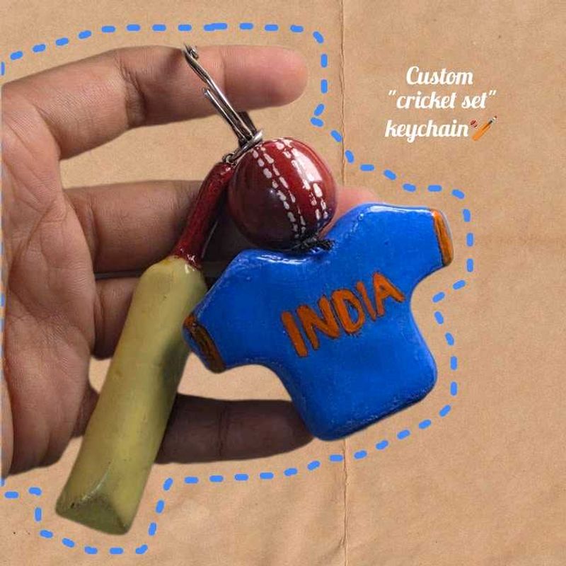 India Cricket Keychain
